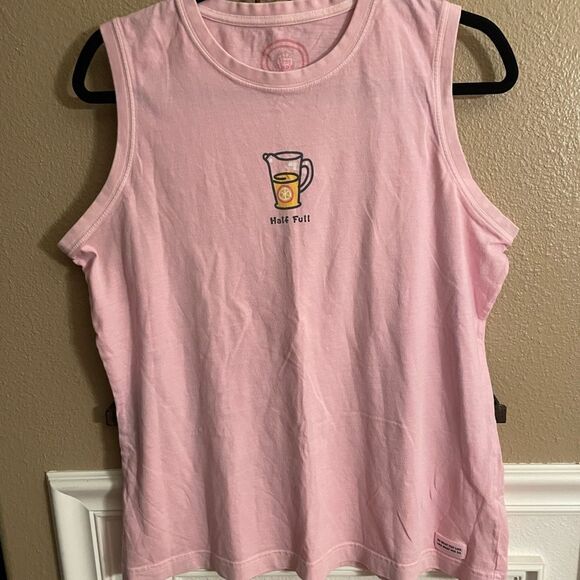 Life Is Goid Half Full Lemonade Pink Womens Tank Top L - Picture 13 of 13